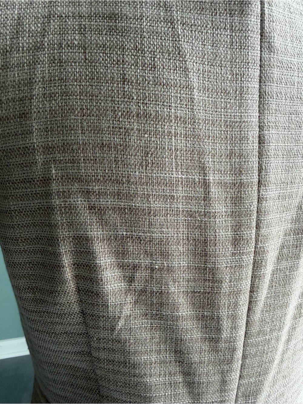 WHBM Neutral Linen Blend Tan Sheath Dress with fringe crochet lace details 4 - Picture 11 of 15